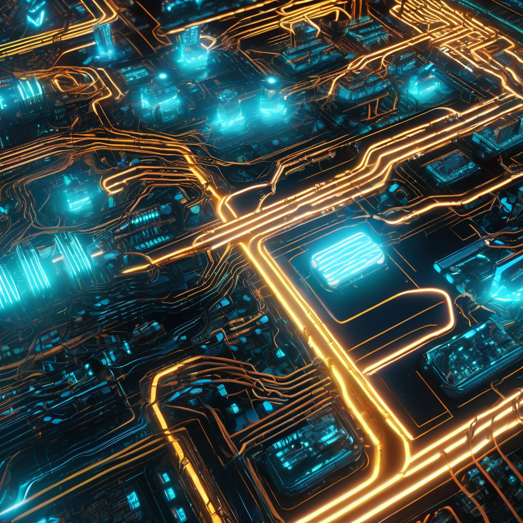 Local AI lab infrastructure — circuit board cityscape