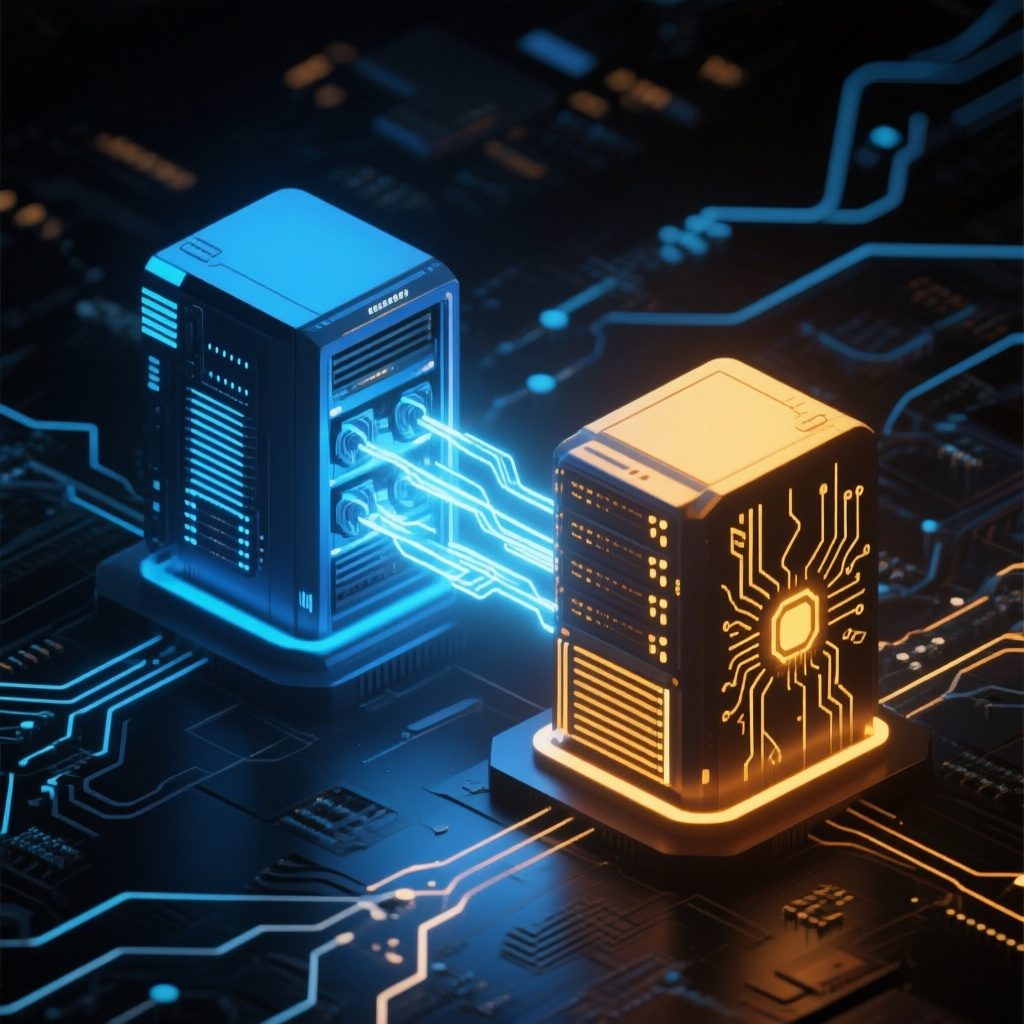 Two connected workstation nodes — primary and secondary AI lab setup