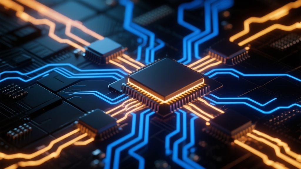 AI infrastructure brain — central processing with distributed circuits